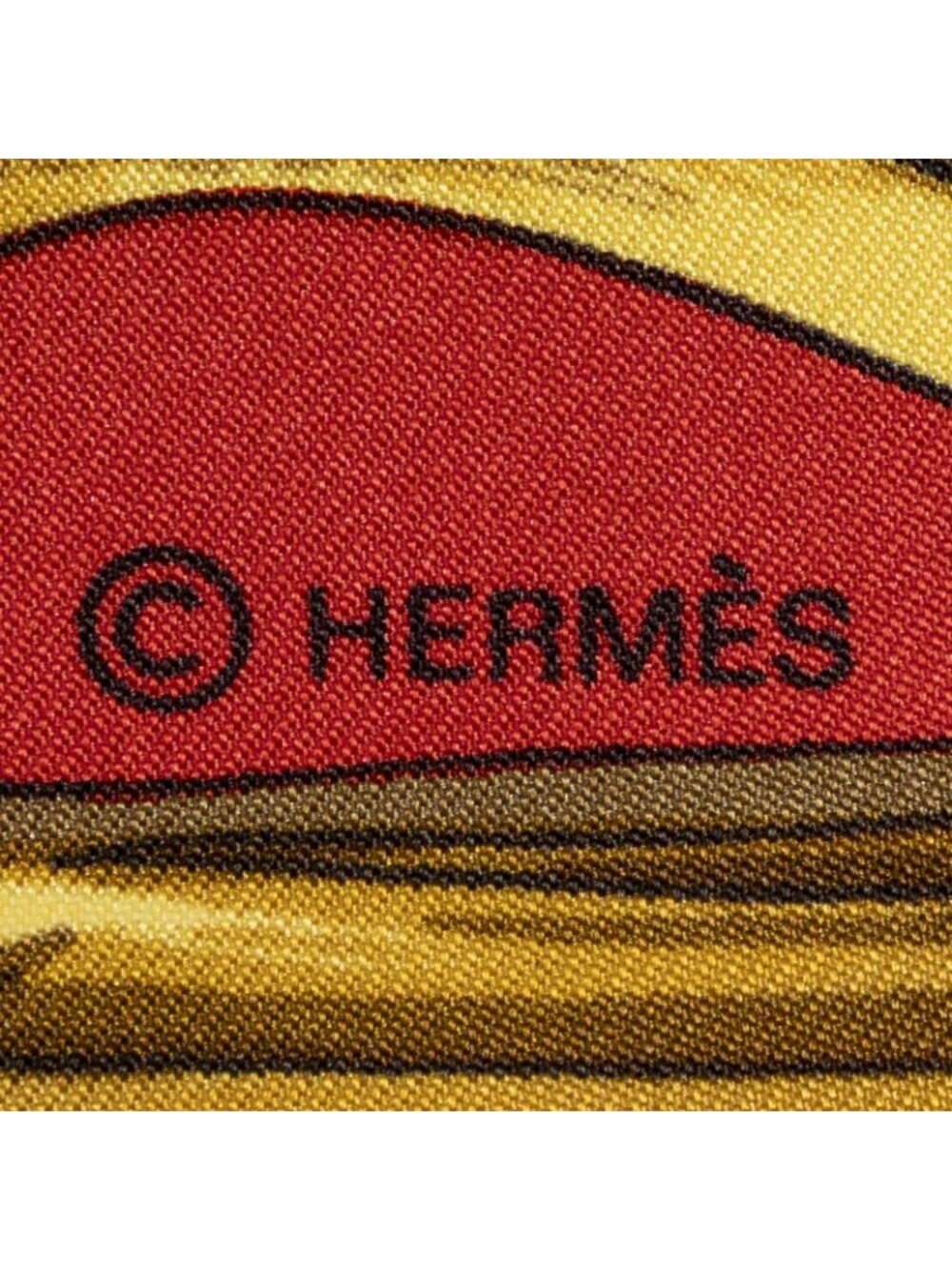 Hermes Scarf Red Black Goldtwill Silk - Picture 4 of 5